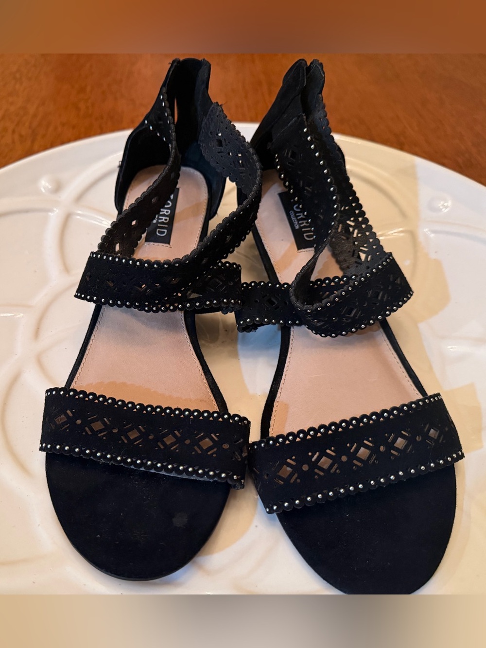 Black Studded Cross Strap Sandals